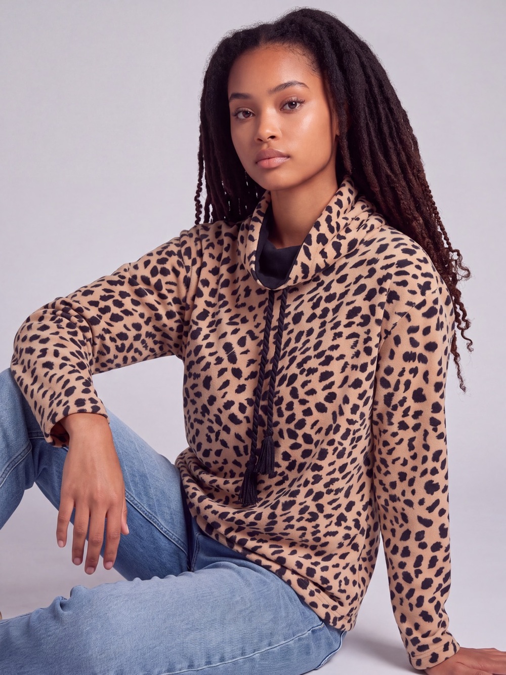Vintage Dana Buchman Leopard Print Funnel Neck Pullover Top - Size 8
